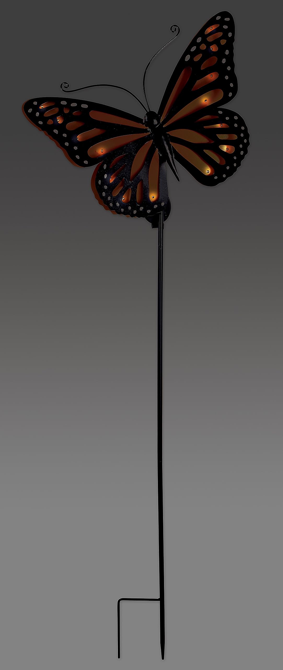 Sunset Vista Designs Decorative Metal Garden Stake with Solar Lights for Outside Waterproof LED Light Yard Decoration, 51", Butterfly - Orange