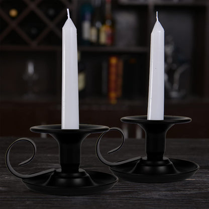 Candle Holders – 2pcs Retro Iron Taper Candlestick Holder Centerpieces for Wedding, Party, Xmas, Home Table Decor (Black,2pcs)