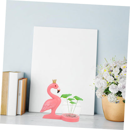 Hemobllo Creative Flamingo Hydroponic Plant Vase Glass Resin Desktop Terrarium for Air Plants Pothos Vine Centerpiece Home Decor with Removable Vase for Easy Cleaning