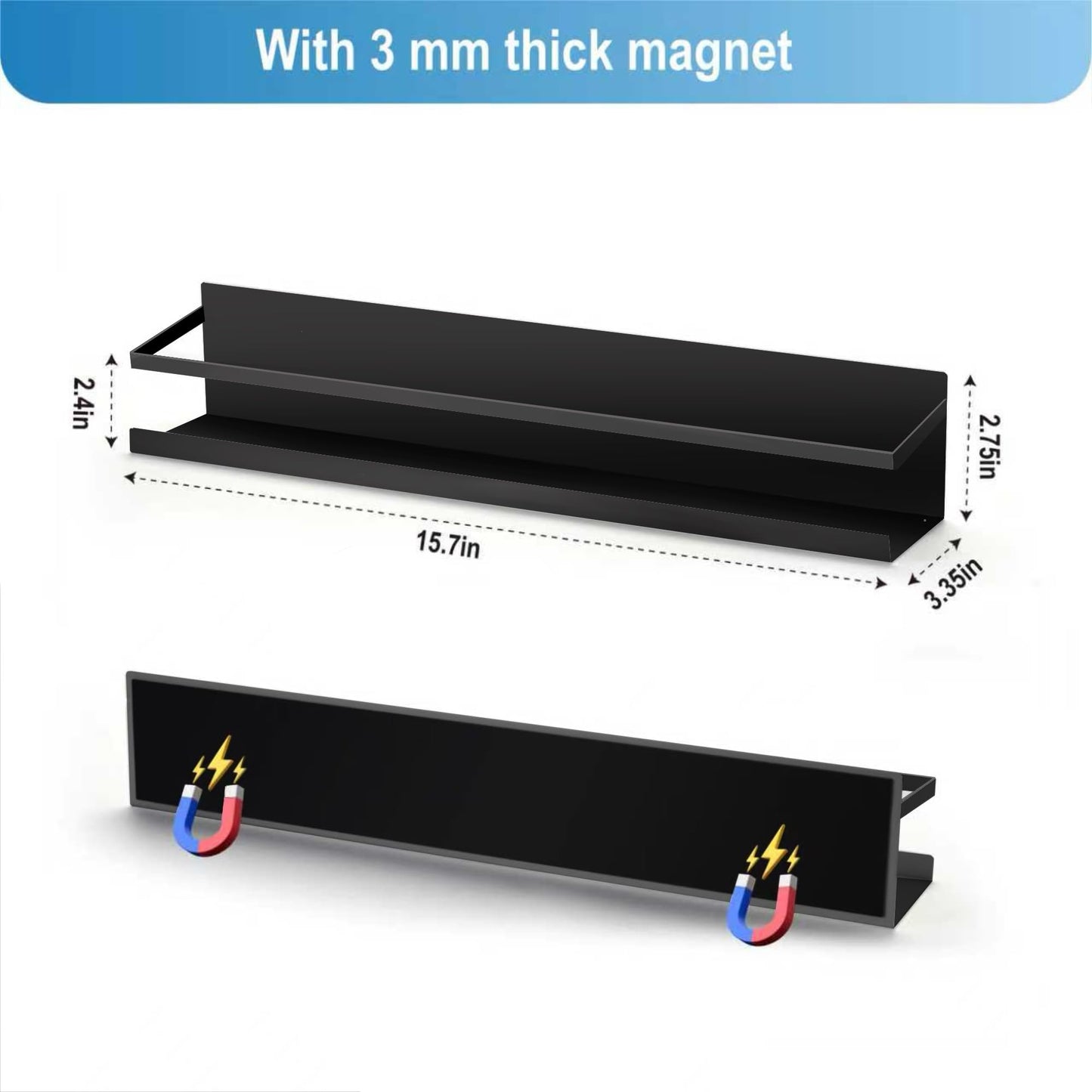 VANPET Metal Magnetic Book Shelf for Whiteboard, Metal Magnetic Bookshelf, Book Display Shelf for Teacher Kids Classroom Office (Black)