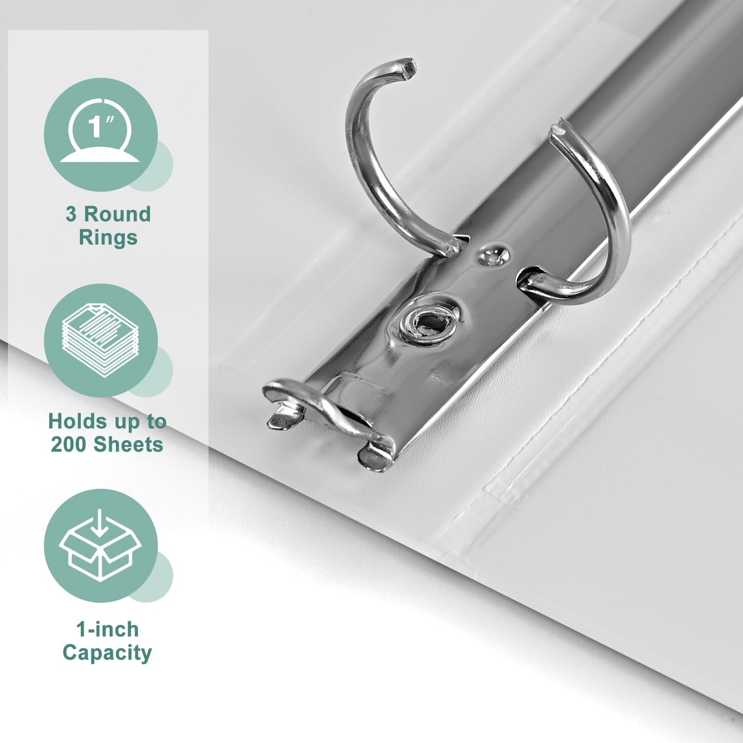 SUIN Basic 1-Inch 3-Ring-Binder, Customizable Clear View Cover, for US Letter Size 8-1/2 x 11'', Perfect for Office/School (White - 24 Packs)