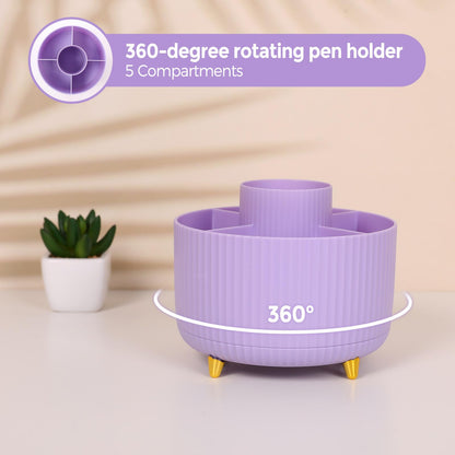 SKYDUE Purple Office Supplies Set, Purple Office Desk Accessories 10PCS, Pencil Holder for Desk, Stapler, Tape Dispenser, Scissors, Ruler, Binder/Paper Clips and 1000pcs Staples,Desk Supplies Set