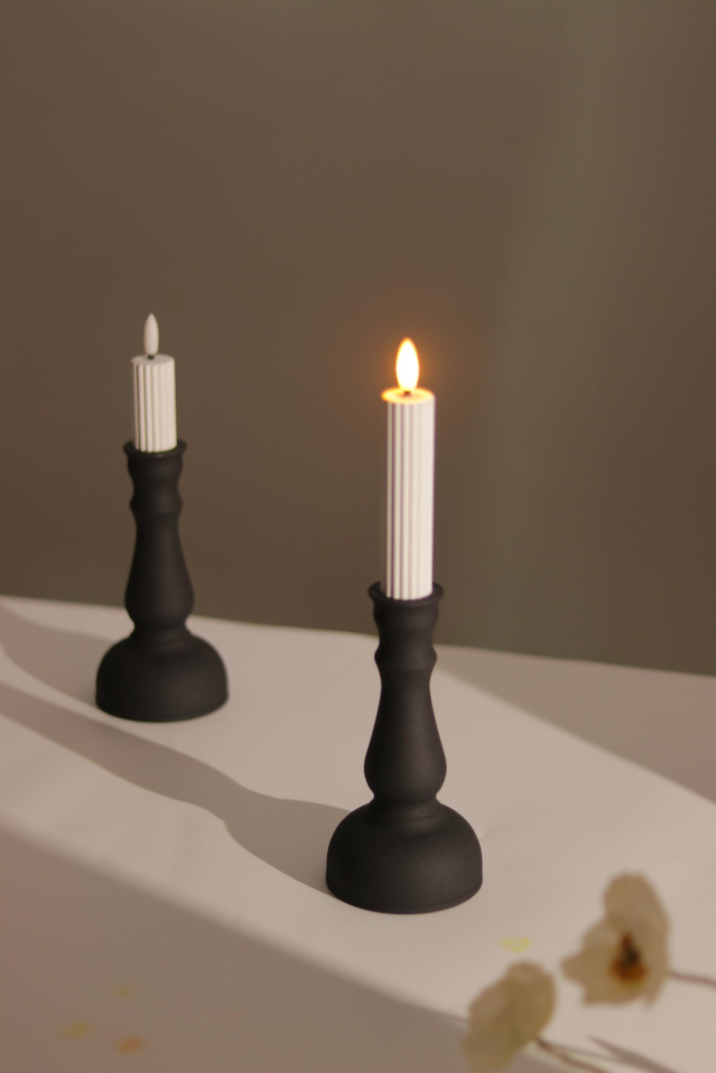 Aroparc Flickering Flameless Battery Operated LED Candles,Realistic All-Metal Candle Lights No-Melted, Room Decor, Home Decor - Matte 2pcs Tall