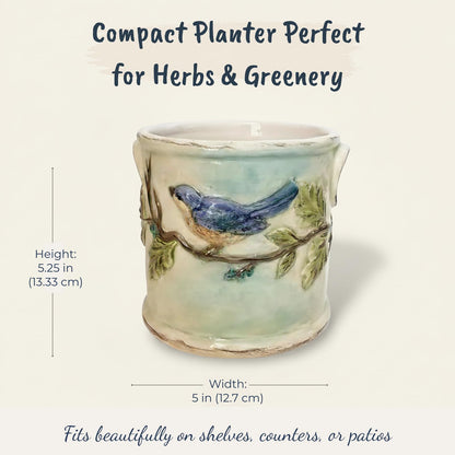 Blue Sky Ceramic Woodcut Farmhouse Planter 5''