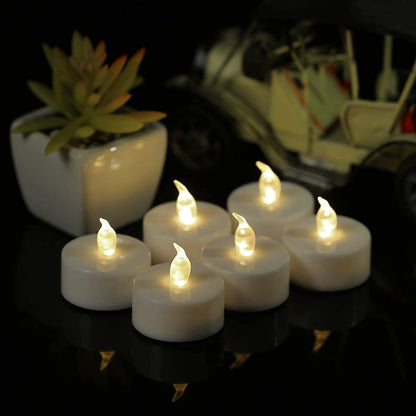 Boakboary LED Tea Lights with Remote Control: 24pcs Flickering Flameless Candles,Long Lasting 400+Hours,Battery Operated Electric Tealight for Home Decoration Seasonal&Festival Celebration(Warm White)