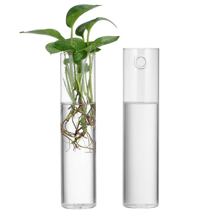 GLEAVI Wall Mounted Flower Vase Set 2pcs Large Cylinder Glass Tubes Hanging Wall Planter for Indoor Plants Home Décor Terrarium Holder