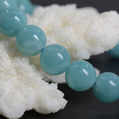 Justinstones Natural Blue Amazonite Gemstone 8mm Round Beads Stretch Bracelet 7 Inch Unisex