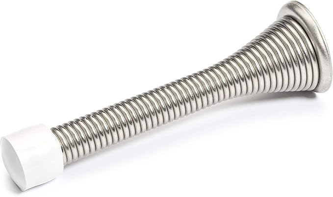 KISEER 16 Pack Spring Door Stops 3 1/4 Inch Flexible Heavy Duty Spring Door Stopper with RustProof Screw Rubber Bumper Tips (Satin Nickel)