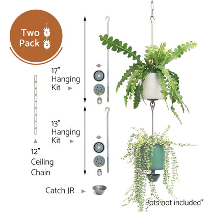 SkyPots Two Pack, All-New Pot Hanging Kits + Accessories, Indoor/Outdoor, Build Vertical Gardens, Hang Individual Planters