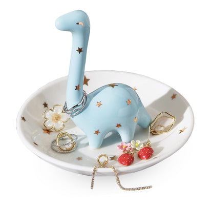 PUDDING CABIN Dinosaur Ring Holder for Jewelry, Gifts for Women Girls Birthday Wedding Graduation Valentines Bday Gift, Jewelry Dish Tray for Rings Bracelets Necklace Organizer