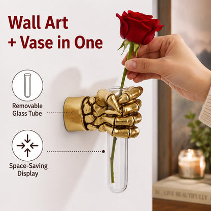 Halloween Wall Sculpture, Wall Mounted Creepy Skeleton Hands, Life-Sized Horror Skeleton Hands Decorations, Gothic Hanging Wall Art Sculpture,Unique Vase,Home Decor (Gold)