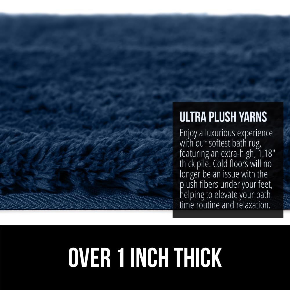 GORILLA GRIP Bathroom Rugs, Ultra Soft Absorbent Mat, Thick Plush Bath Rug, Machine Washable, Microfiber Quick Dry, Mats for Shower, Bathtub and Floor, Home Decor Accessories, 24x17, Navy Blue