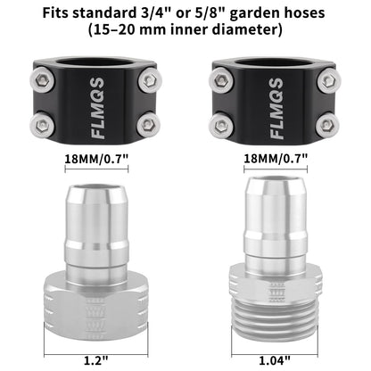 FLMQS Garden Hose Repair Connector Kit with Clamps, Fits 3/4" or 5/8" Garden Hoses, Leak-Proof Male and Female Hose Adapter, 3 Sets White