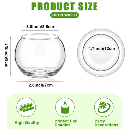 12 Pcs Glass Bubble Bowl Vase Bulk, Clear Round Glass Centerpiece Bowls for Valentine's Wedding Table Decor, Fish Flower Bud Vase Terrarium for Event Party DIY (3.5" h X 4.7" w)
