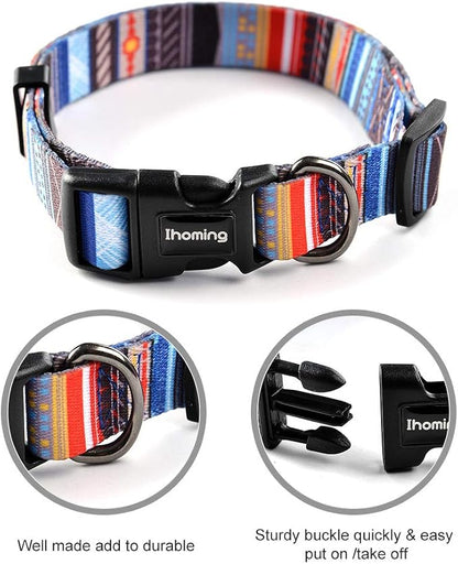 Ihoming Dog Collar and Leash Set for Daily Outdoor Walking Running Training, Splicing Design for Large Boys Girls Dogs Cats Pets, L-Up to 80LBS