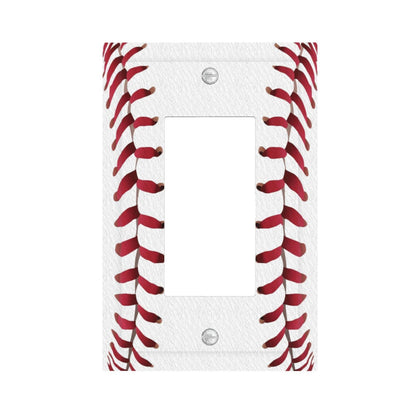 Spshian Outlet Covers Baseball Sports Cool Red White 1 Gang Light Switch Cover Plate Single Rocker Switch plate Covers Decorative Wall Plates Electrical GFCI Receptacle for Bathroom Bedroom Decor