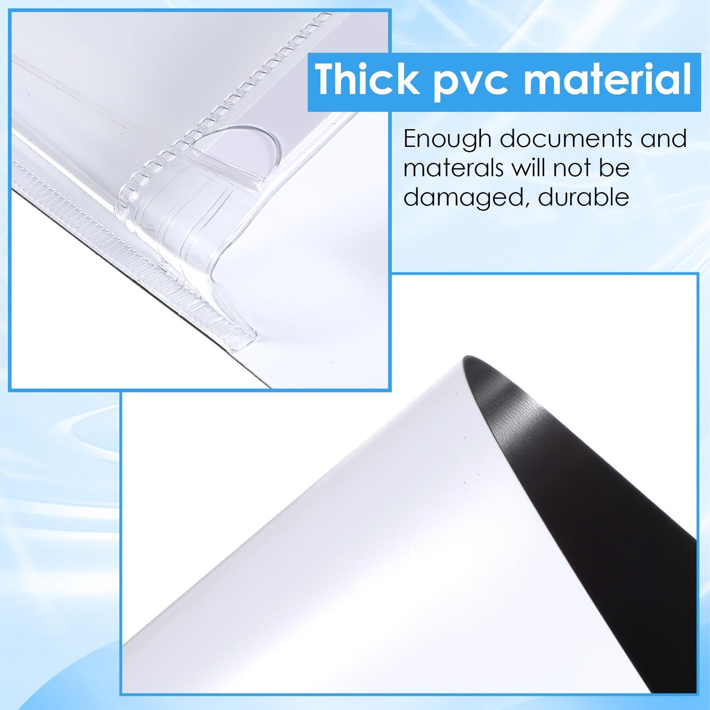 Tolare 5 Pcs Magnetic Pockets for Whiteboard & Fridge, Magnetic File Holder Organizer Set with Magnet Backing, 12 x 9.5 Inch Clear Storage Pouches for Documents Notes Tools (Black & White)