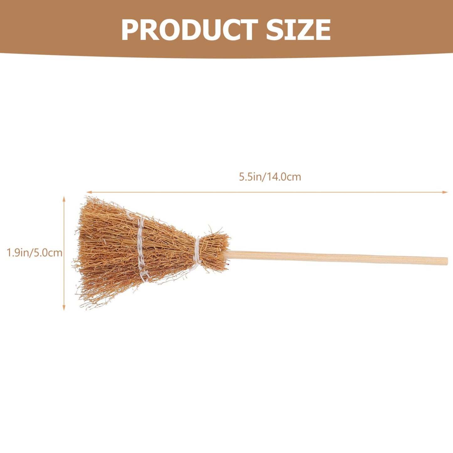 Mini Witch Broom Hanging Decoration 5.5 Inch Straw Broomstick Ornament for Halloween and Christmas Dollhouse Accessories
