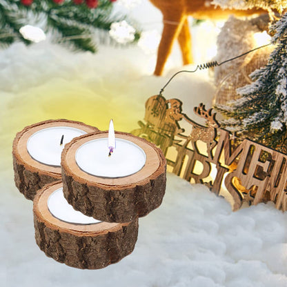 12pcs Wooden Tealight Candle Holder Wood Votive Tealight Holder Tealights Candlestick Pillar Candle Stands for Dining Table Wedding Party(Color:Wood)