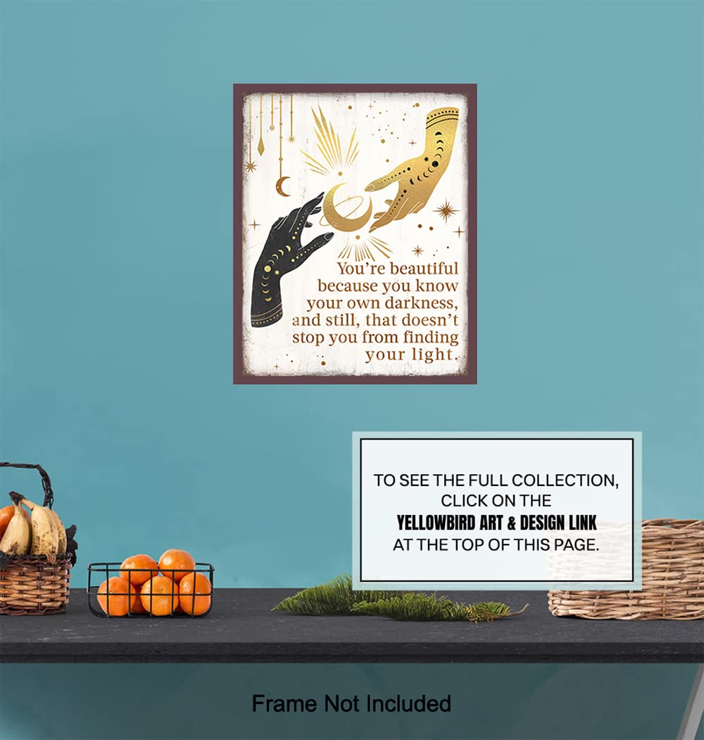 Boho Witchcraft Wall Art - Gothic Witchy Room Decor - Inspirational Positive Quotes for Women - Encouraging Gifts - Shabby chic Celestial Wicca Wiccan Witch Motivational poster - Pagan Supplies