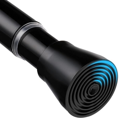 MEXAU Black Shower Curtain Rod 45 To 77 Inch Tension Shower Rod For Bathroom 7/8" Adjustable Spring Curtain Rod No Drilling Spring Curtain Rod Black Tension Curtain Rods for Windows Doorway Closet