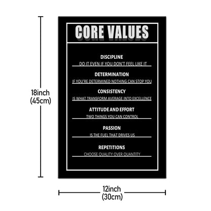 Inspirational Office Wall Art Core Values Motivational Poster for Home Decor Positive Quotes Wall Prints Encouragement Artwork Positive Sayings for Preppy Room Office Wall Decoration [12''Wx18''H]