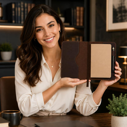 CestAntiQ Full Grain Leather A5 Journal Cover for 5.75 x 8.25 in Hardcover Notebook, Refillable Leather Notebook Cover with Pen Loop, Compatible with Leuchtturm1917, Moleskine & A5 Planners, Handmade (Dark Brown)
