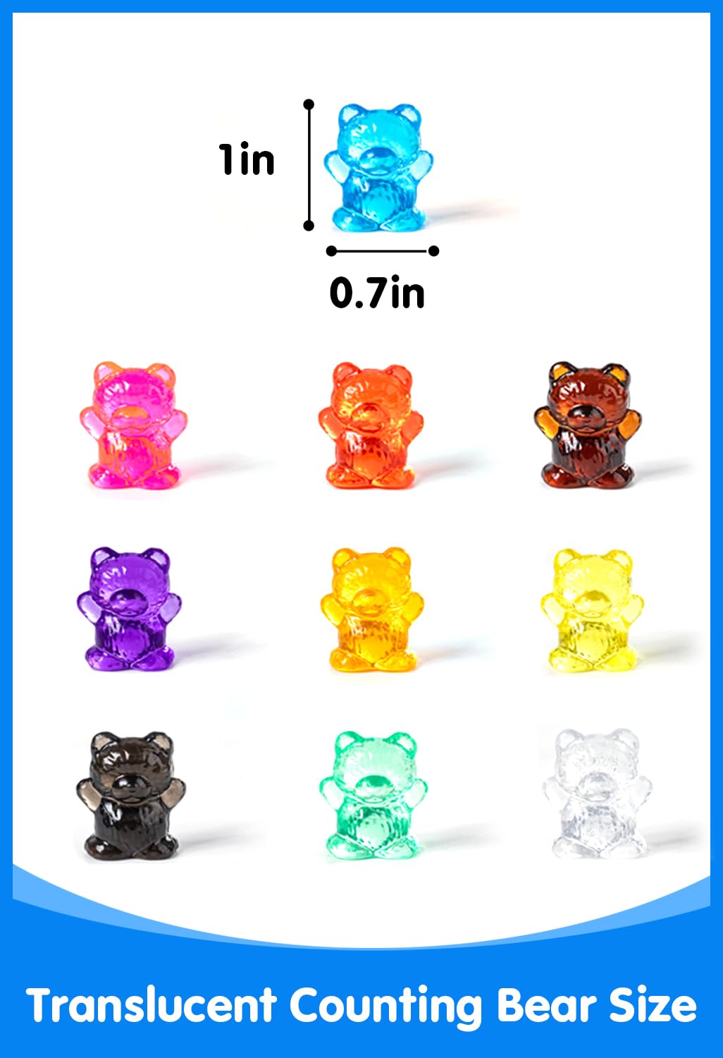Odoorgames 100 Pcs Translucent Bear Counters - 10 Colors - Kindergarten Classroom & Light Table Manipulatives，36 Pcs Translucent Pebbles, Rainbow Stones,Light Table Manipulatives Preschool
