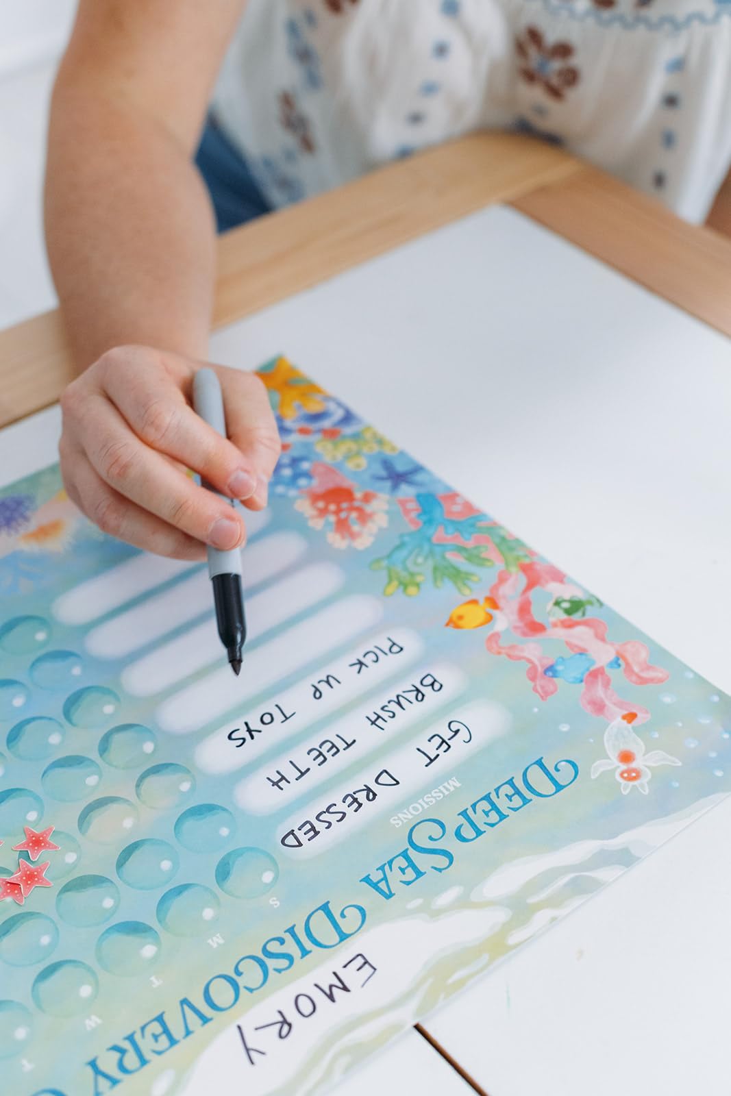 Kids Chore & Routine Reward Chart Set – 3 Ocean-Themed 7-Day Charts with 147 Stickers – Gentle Behavior & Goal Tracker by Saisu – Ages 3+