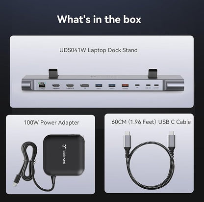 TobenONE 16-in-1 USB-C Docking Station 3 Monitors & Dual Monitor,2 HDMI+DP+6 USB Ports for Office & Home Use,Capable of 100W Power Supply & 2.5Gbps Ethernet, Used with Dell/HP/Lenovo