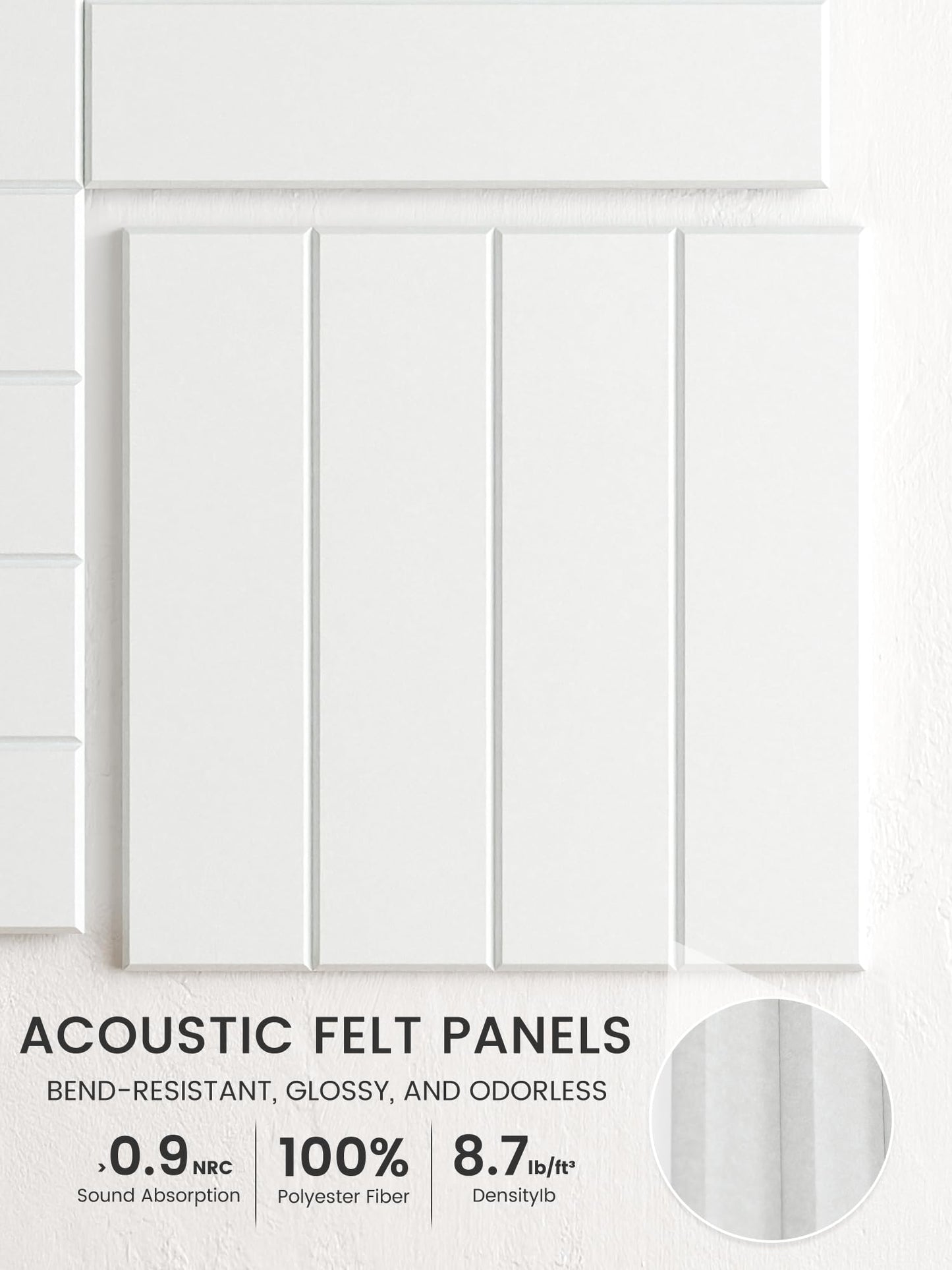 Bumusty Large Cork Board Alternative-48 x 36" Felt Bulletin Board Tiles, with 30 Pushpins, 70 Adhesive Tabs, Bold-Stripe 12-Pack, Cork Boards for Office Push Pin Board Felt Board-Cold White