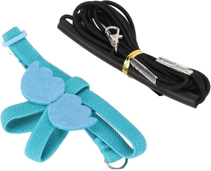 PerGar Parrot Bird Harness Leash, Adjustable Nylon Anti Bite Flying Training Rope, Pet Outdoor Traction Lead, Blue, S
