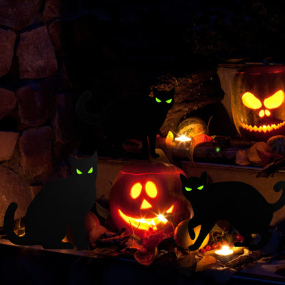 MYBOLE 6 Pack Halloween Black Scare Cat and Ghost Statues Party Decorations Yard Signs with Stakes