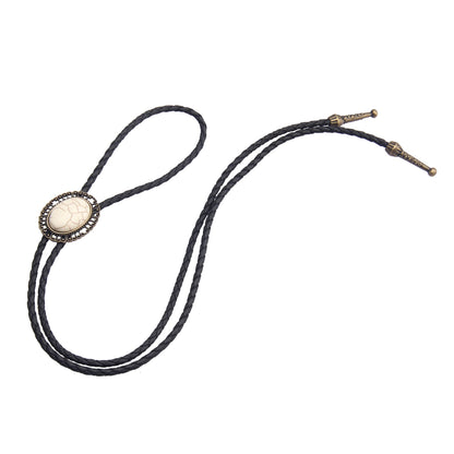 GelConnie Bolo Tie for Men Western Tie Gold Cowboy Tie White Turquoise Necktie Necklace American Indian Bolo Tie for Women