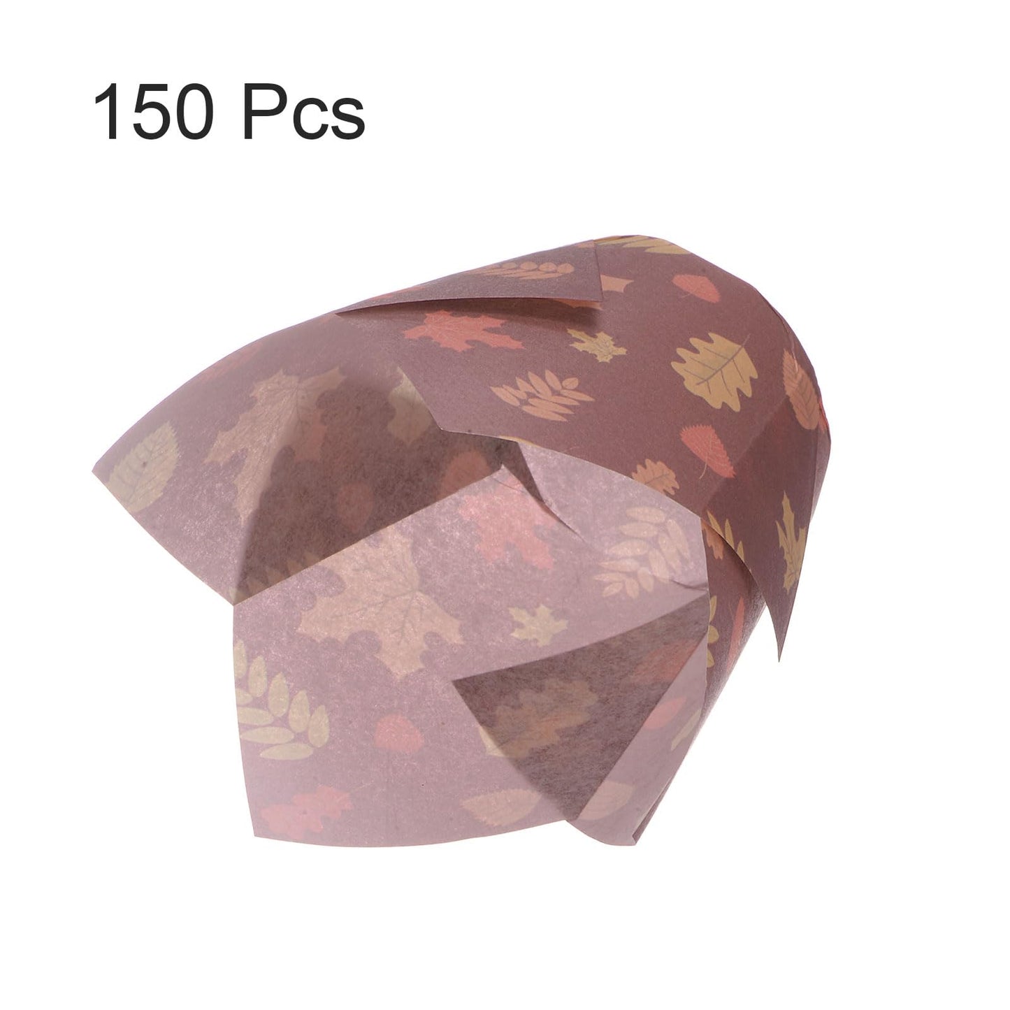HARFINGTON 150pcs Tulip Cupcake Liners Greaseproof Baking Cups Paper Cupcake Wrappers Holders for Parties Weddings Birthdays, Dark Maple Leaf