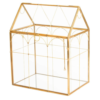 Glass Geometric Plant Terrarium,Succulent & Air Planter for Home Garden Office Decoration (Gold House)