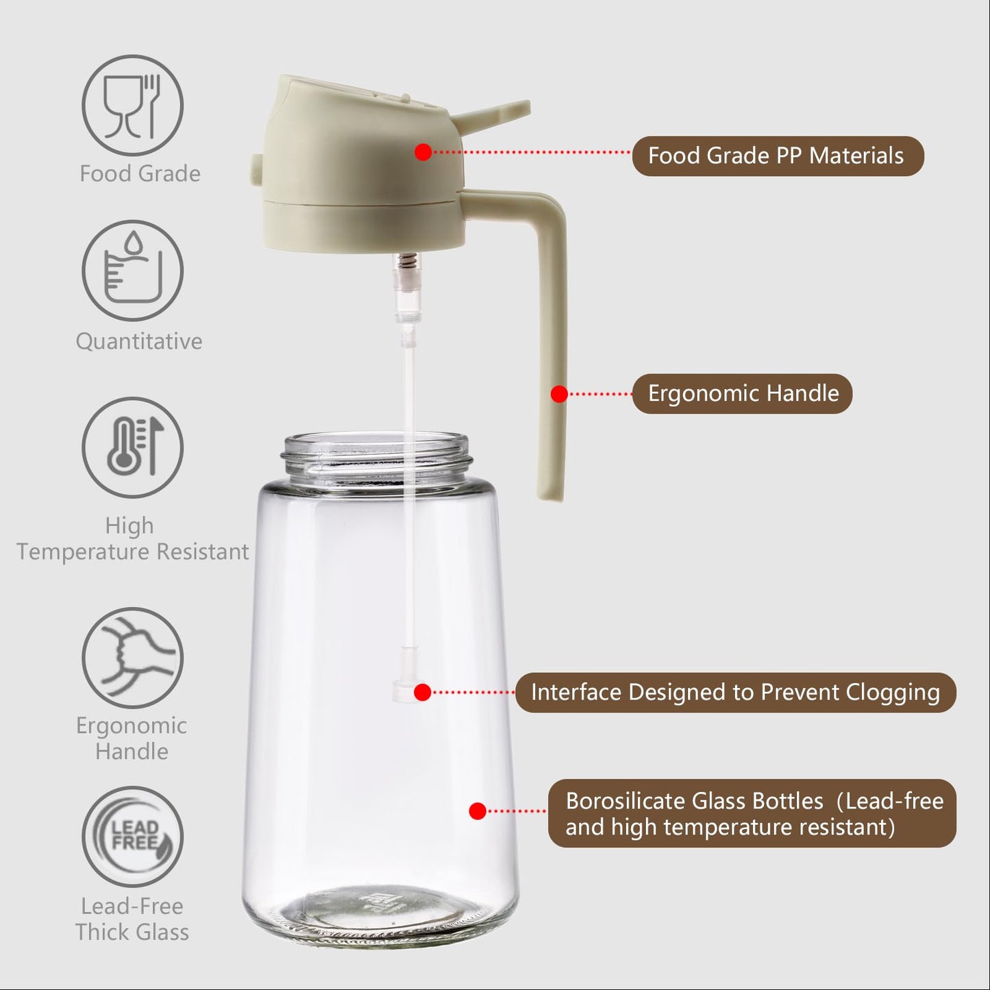 Olive Oil Sprayer for Cooking, 470ml 2 In 1 Glass Oil Dispenser/Pour Bottle, Kitchen Accessories, Kitchen Gadgets for Air Fryer, Salad, BBQ (Black)