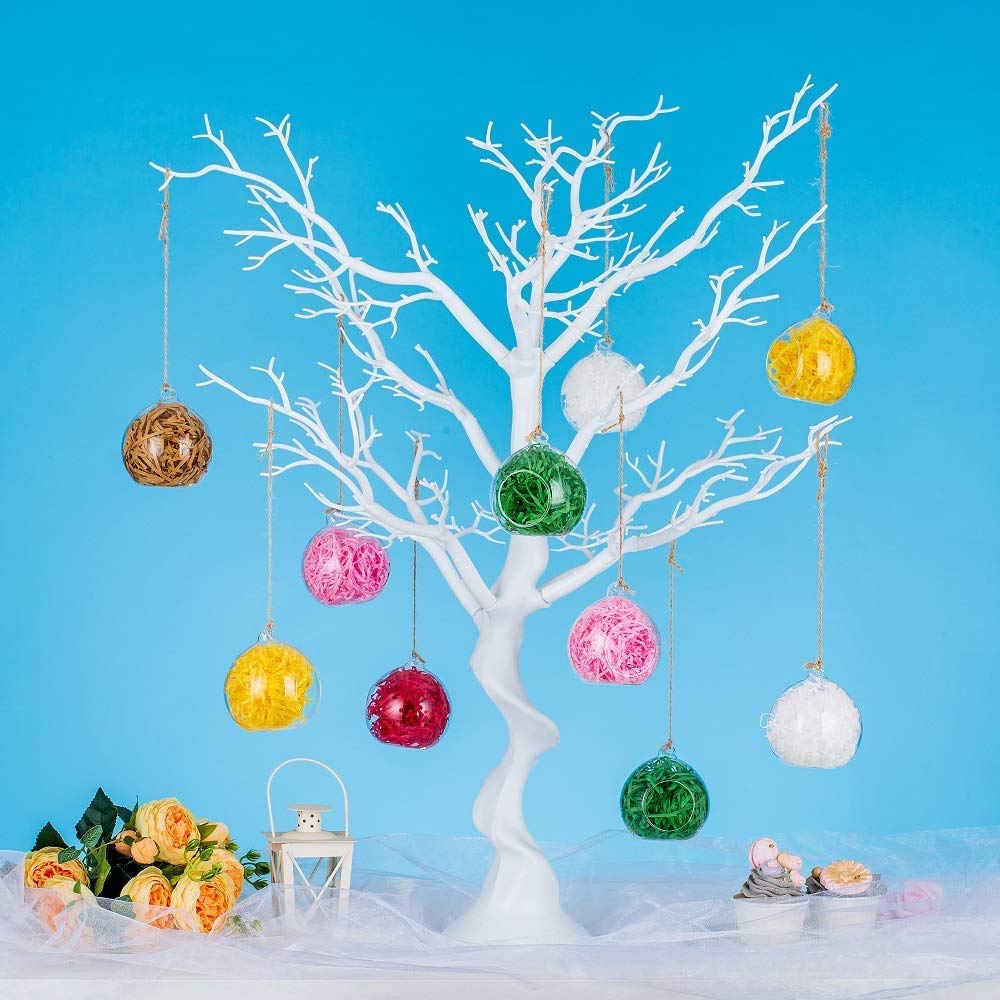 Sziqiqi Hanging Glass Globes Orbs Tea Light Candle Holders with Flameless LED Tealight for Wedding Ornaments, Wedding Birthday Christmas Party Centerpiece Accessory 2.36inch 10pcs +2 Extra