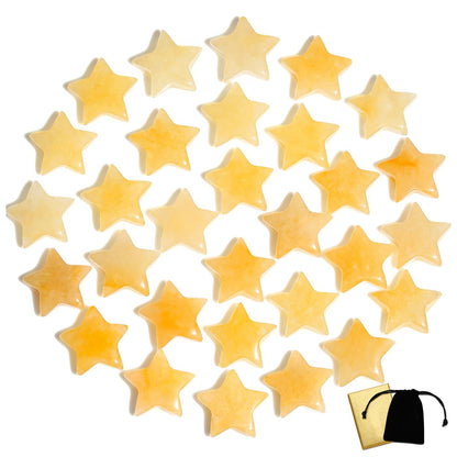 DUQGUHO 20 Pcs Citrine Crystals Star Natural Healing Crystal Set Polished Stone Protection Sacred Meditation Energy Reiki Balancing Crystal