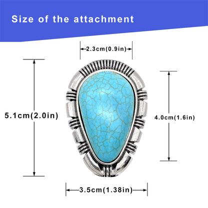 YOQUCOL Droplet Shape Blue Turquoise Stone Bolo Tie Native Western Cowboy Bola Tie Hand-woven Leather Necktie for Men Women