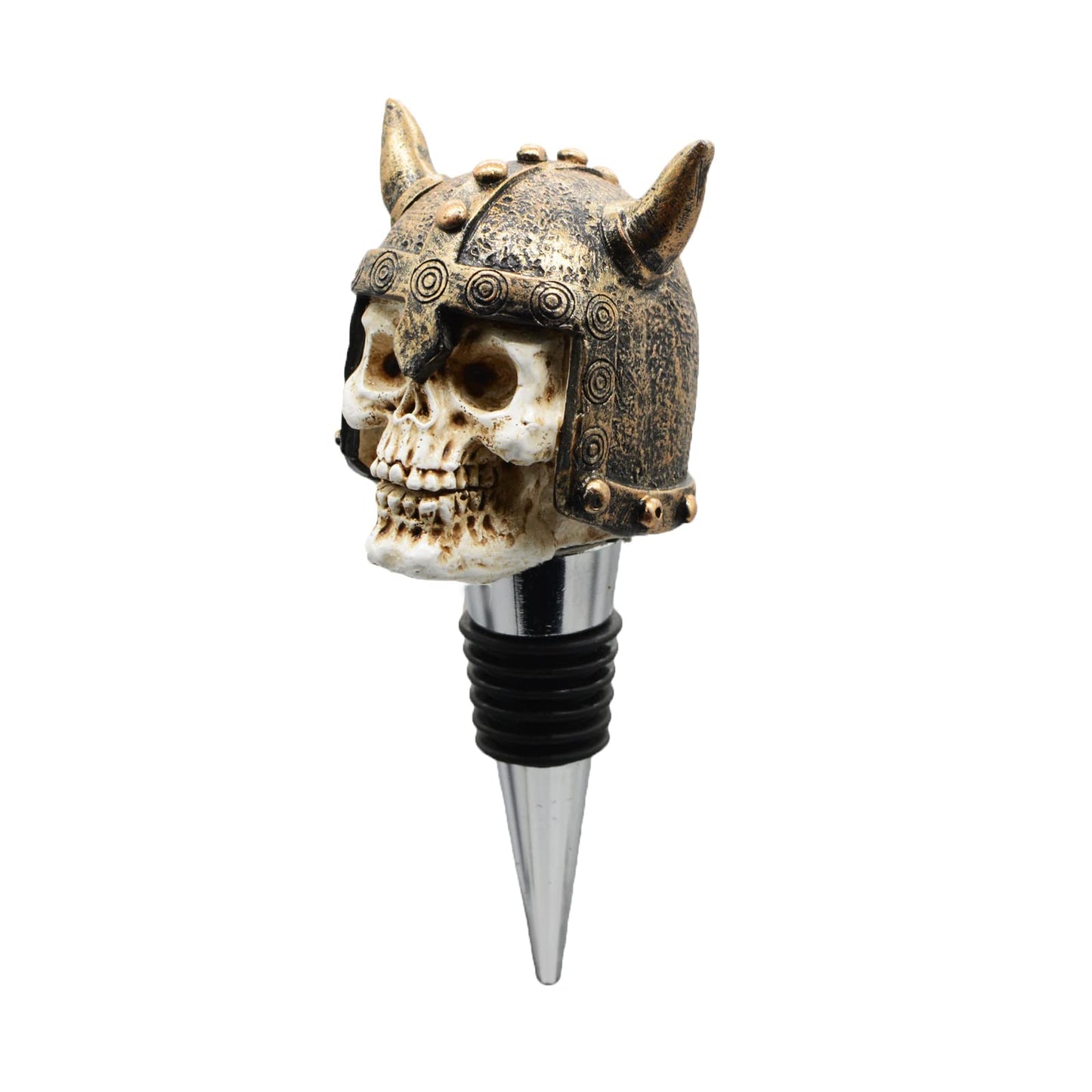 Wine Bottle Stopper Horns Helmet Viking Skull Decorative Beverage Wine Cork for Man Housewarming Gift,Christmas,Thanksgiving,Bronze