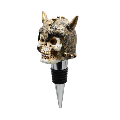 Wine Bottle Stopper Horns Helmet Viking Skull Decorative Beverage Wine Cork for Man Housewarming Gift,Christmas,Thanksgiving,Bronze