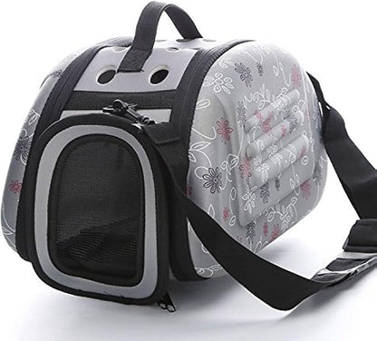 Foldable Pet Dog Carrier Cage Collapsible Travel Kennel - Portable Pet Carrier Outdoor Shoulder Bag for Puppy Dog Cat (S, Grey)