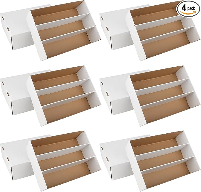 6 Pack Trading Card Storage Box, 2340 Count Card Storage Box White Sports Cards Storage Box Card Organizer Box Bulk Cardboard Card Storage Trading Card Box for Organizing Soccer Basketball Game Cards