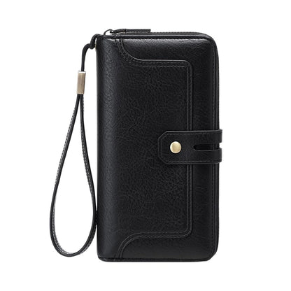 QITELL 2026 New Leather Wallet, Unisex 7.48 Inch Coin Purse, Daily Portable Pocket Pouch for Women Men Travel Shopping (Black)