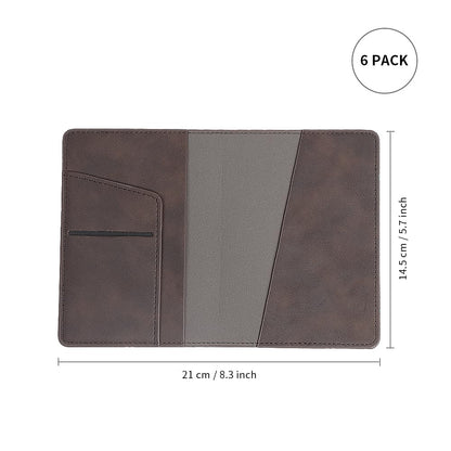 PYD Life 6 Pack Passport Holder Cover Leather Blanks 5.7" x 8.3" Brown for Glowforge Xtool Laser Engraving,Passport Case Travel Wallet for Silhouette Curio 2 Foil Transfer