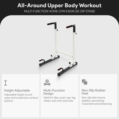 BalanceFrom Steel Frame Dip Station with Adjustable Height, 500 Pound Weight Capacity – Upper Body Workout Home Gym Equipment for Triceps, Push & Pull Ups, Leg Raises, and Bench Press