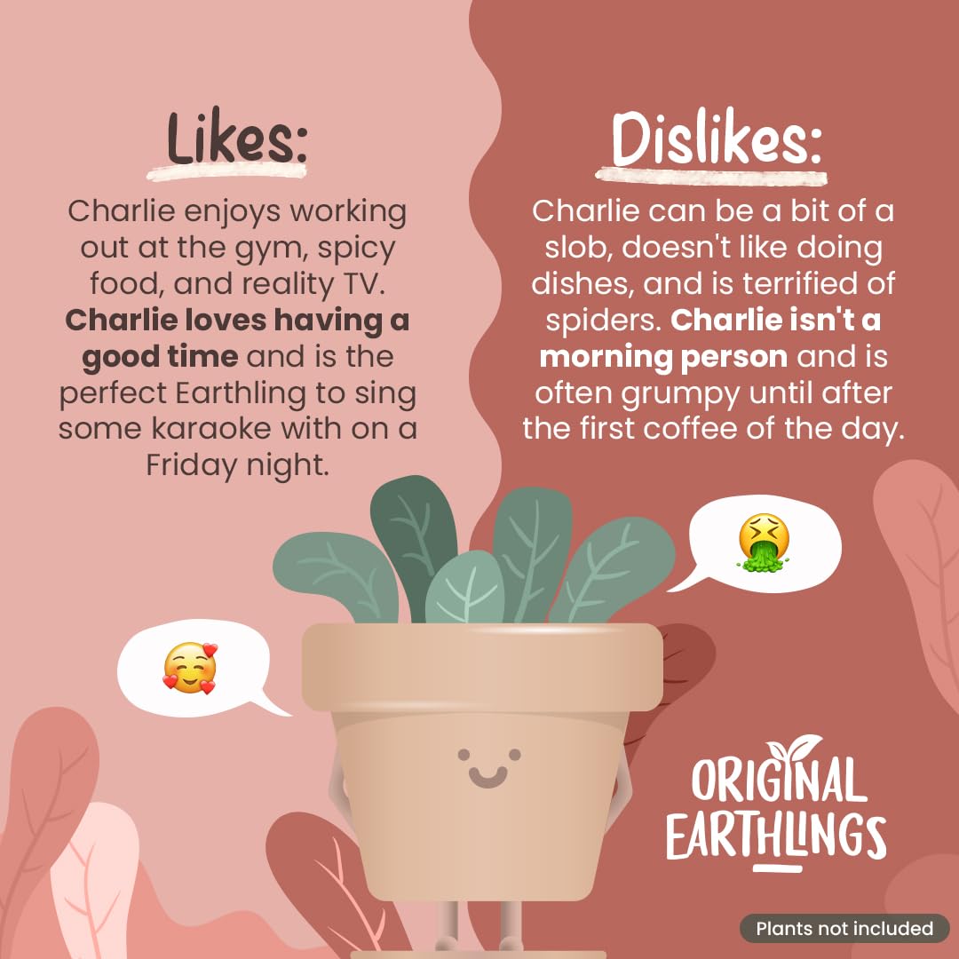 Original Earthlings Standing Pot - 4 Inch Cute Plant Pot - Plastic Funny Planter with Drainage - Unique Cactus Lover Gift - Small Succulent Face Flower Pot - Cute Plant Gifts for Plant Lovers