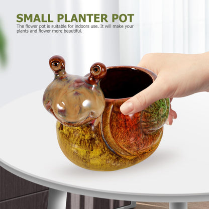 OFFSCH Snail Flowerpot Decorative Resin Planter 5.90X5.11X3.34In Indoor Outdoor Succulent Pot for Home Garden Balcony Tabletop Decor