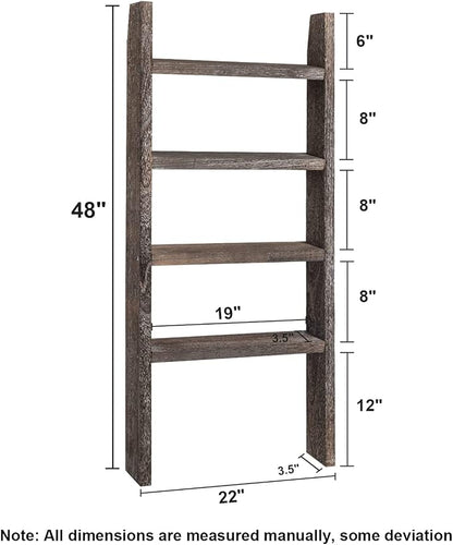 KIAYACI 4-Tier Blanket Ladder Shelves Farmhouse Decorative Ladder Wood Shelves Quilt Rack Wood Ladder Blanket Ladder for The Living Room Boho Shelf Decor(Vintage Walnut, 48" x 22")